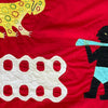 A RED GRAPHIC ASAFO  FANTE FLAG FROM GHANA  W.AFRICA ( No 5117 )
