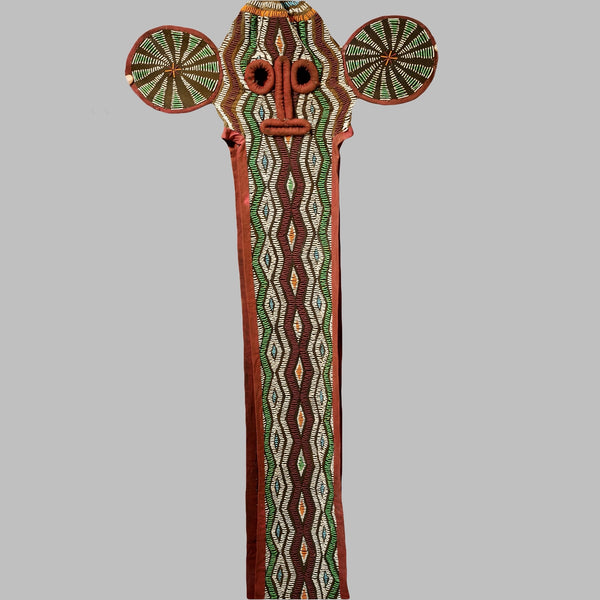 A WONDERFUL GREEN BEADED ELEPHANT MASK, BAMILEKE TRIBE OF CAMEROON ( No 5080)