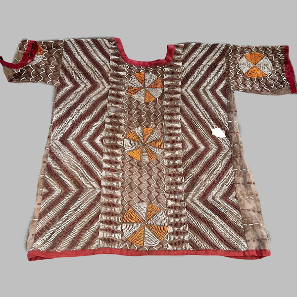 A CAPTIVATING LIGHT BROWN  BEADED SHIRT, BAMILEKE TRIBE OF CAMEROON ( No 5091) )