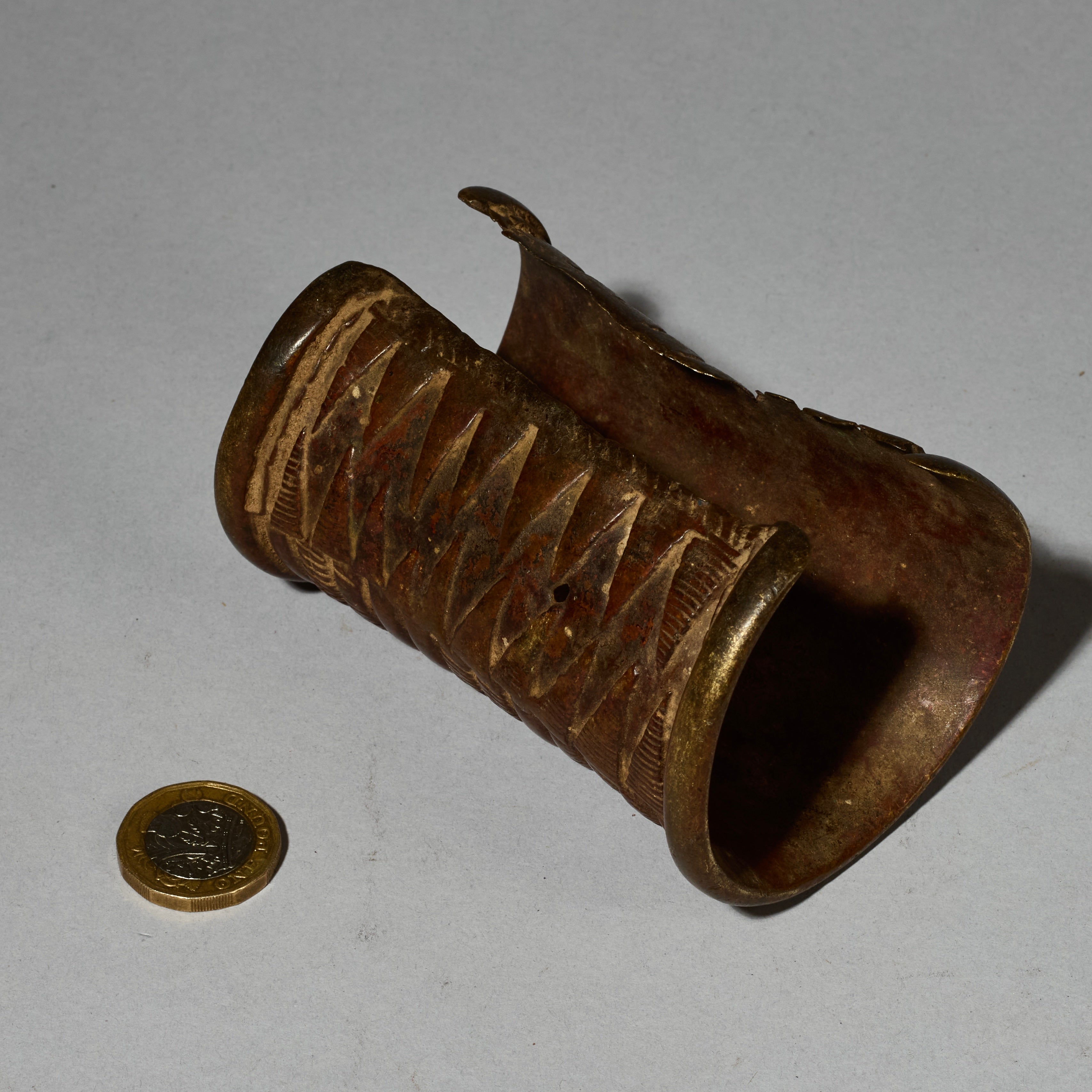 A CHUNKY 19THC BRONZE CURRENCY ANKLET, SENUFO TRIBE IVORY COAST  ( No 5121)