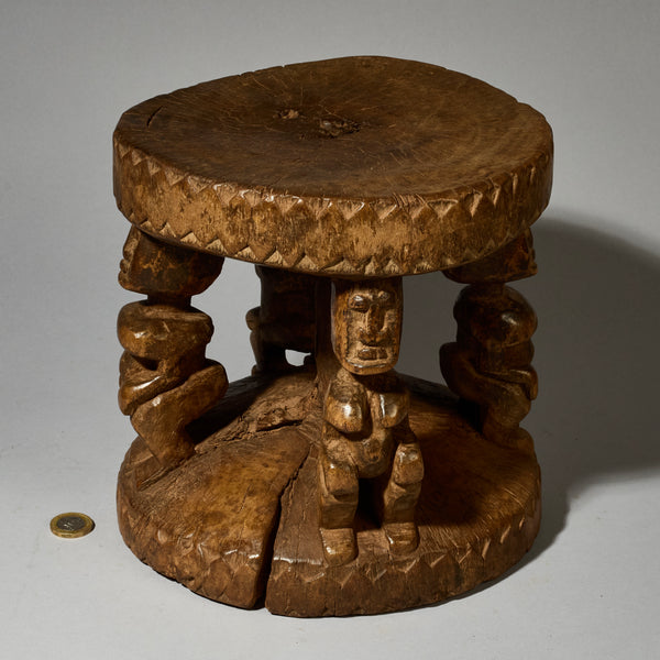 A BEAUTIFULLY WEATHERED FIGURATIVE STOOL FROM THE DOGON TRIBE OF MALI WEST AFRICA( No 5175 )