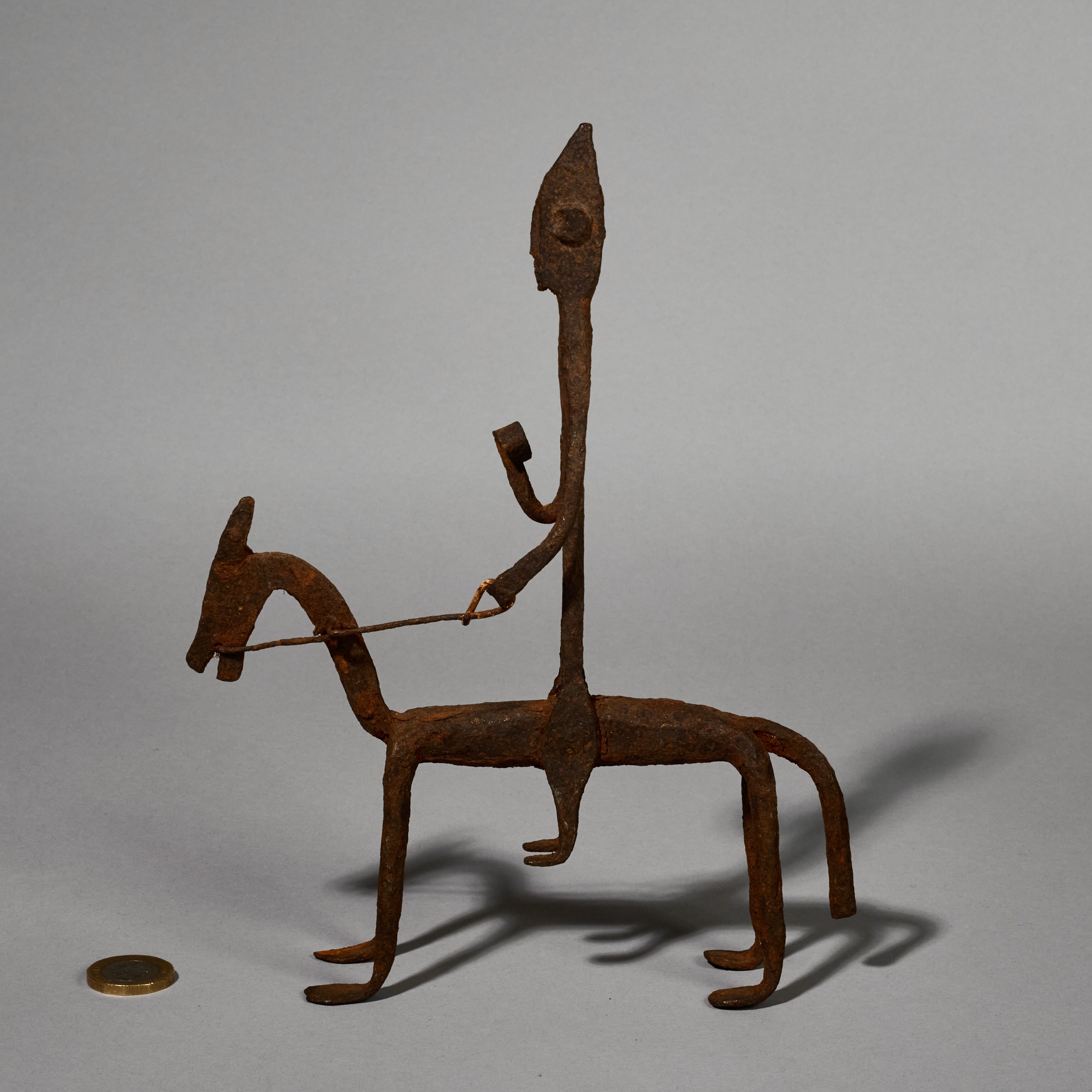 A FABULOUS IRON HORSE + RIDER ALTAR OBJECT, BAMANA TRIBE OF MALI ( No 5147 )