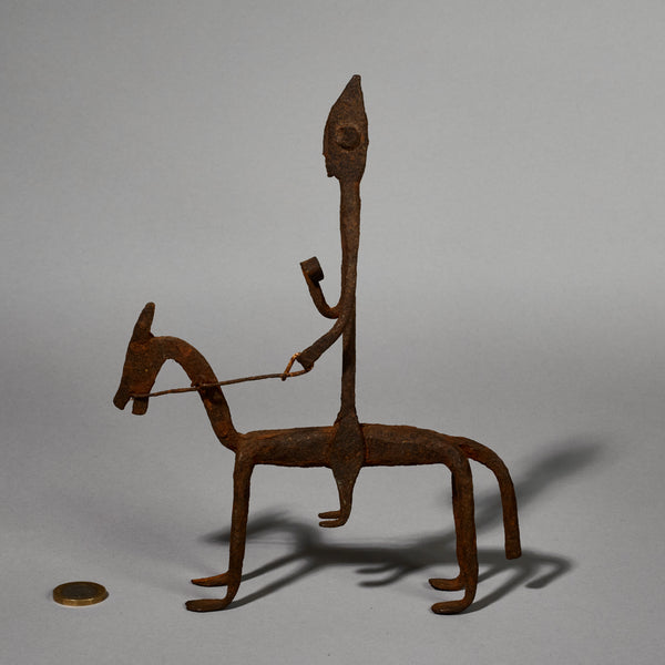 A FABULOUS IRON HORSE + RIDER ALTAR OBJECT, BAMANA TRIBE OF MALI ( No 5147 )