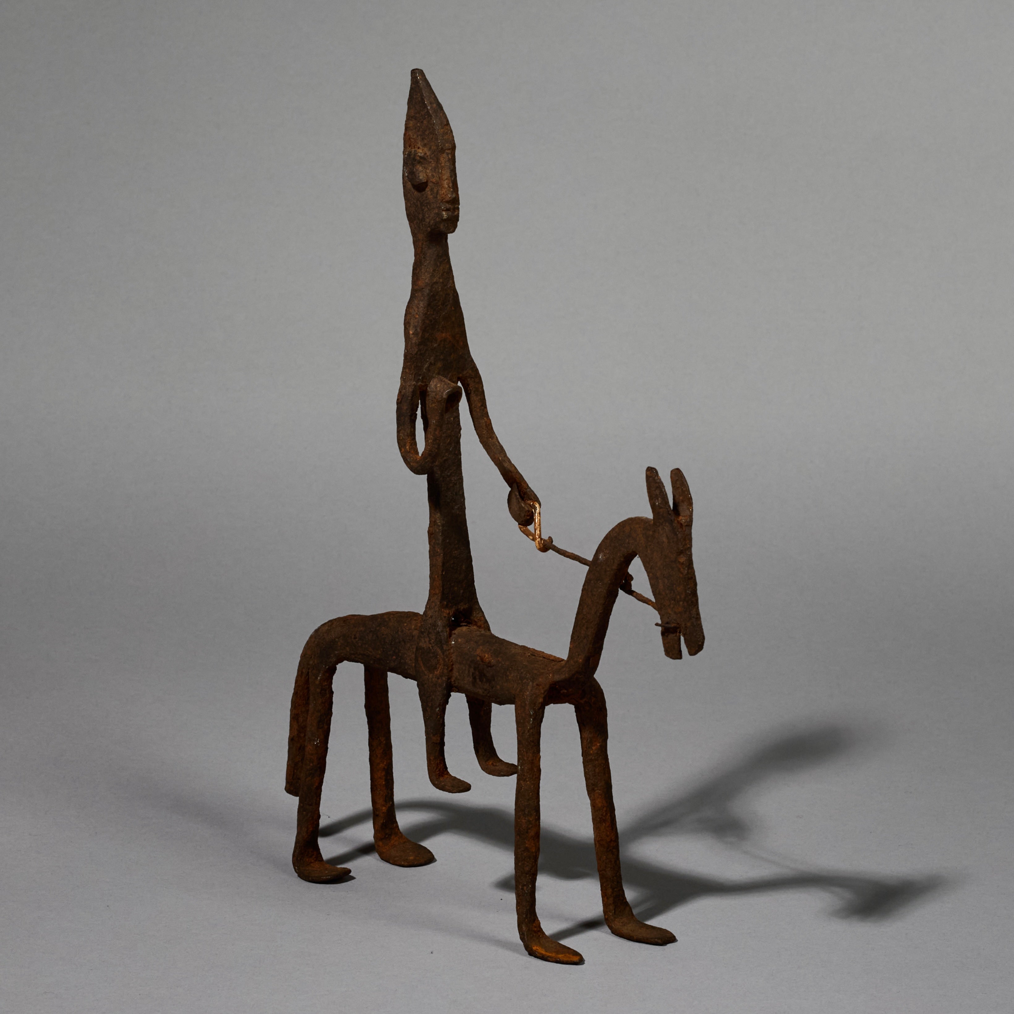 A FABULOUS IRON HORSE + RIDER ALTAR OBJECT, BAMANA TRIBE OF MALI ( No 5147 )