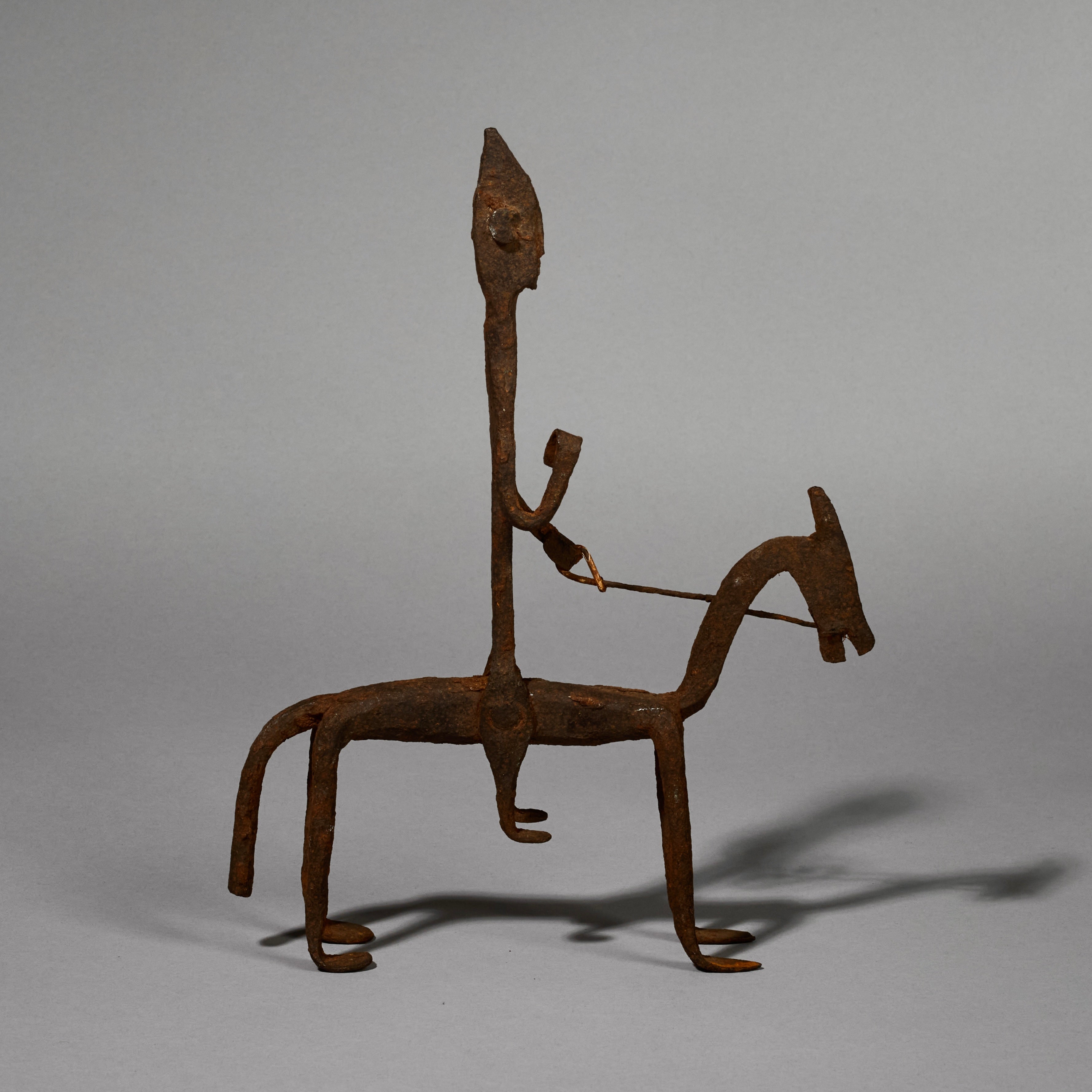 A FABULOUS IRON HORSE + RIDER ALTAR OBJECT, BAMANA TRIBE OF MALI ( No 5147 )