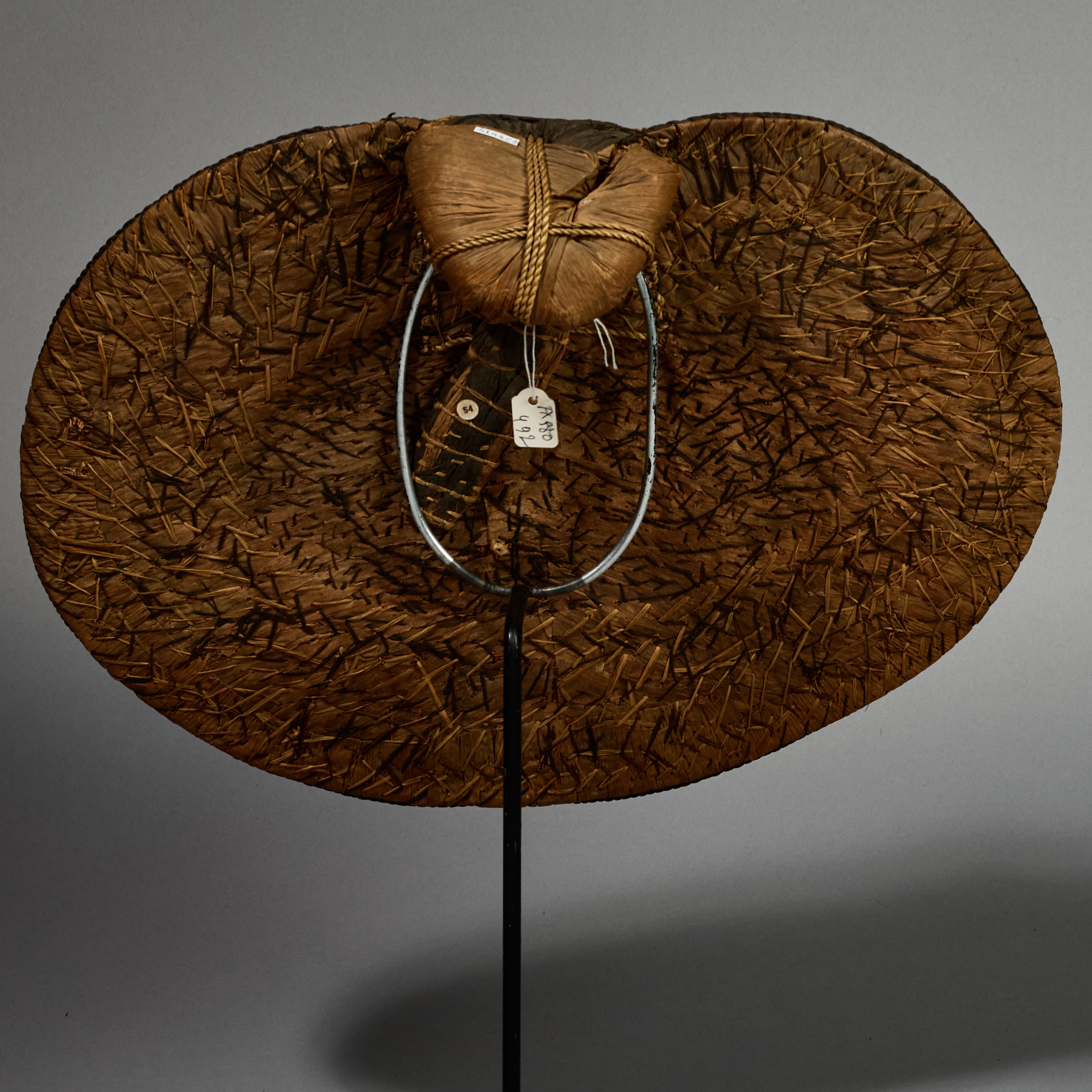 A STUNNINGLY INTRICATE ANTIQUE BARK BUTTOCK ADORNMENT, EX UK COLL. MANGBETU  TRIBE OF THE CONGO( No 5167 )