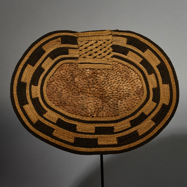 A STUNNINGLY INTRICATE ANTIQUE BARK BUTTOCK ADORNMENT, EX UK COLL. MANGBETU  TRIBE OF THE CONGO( No 5167 )