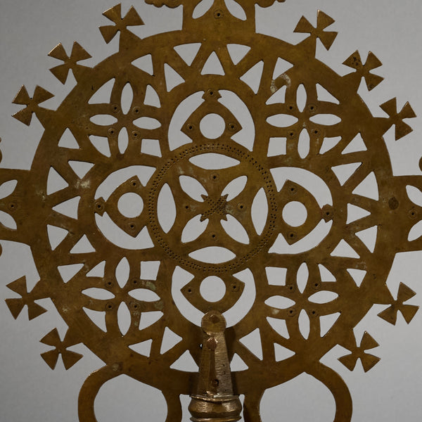 A PRETTY BRASS 18THC PROCESSIONAL CROSS FROM ETHIOPIA , EX UK COLLECTION  ( No 6301)