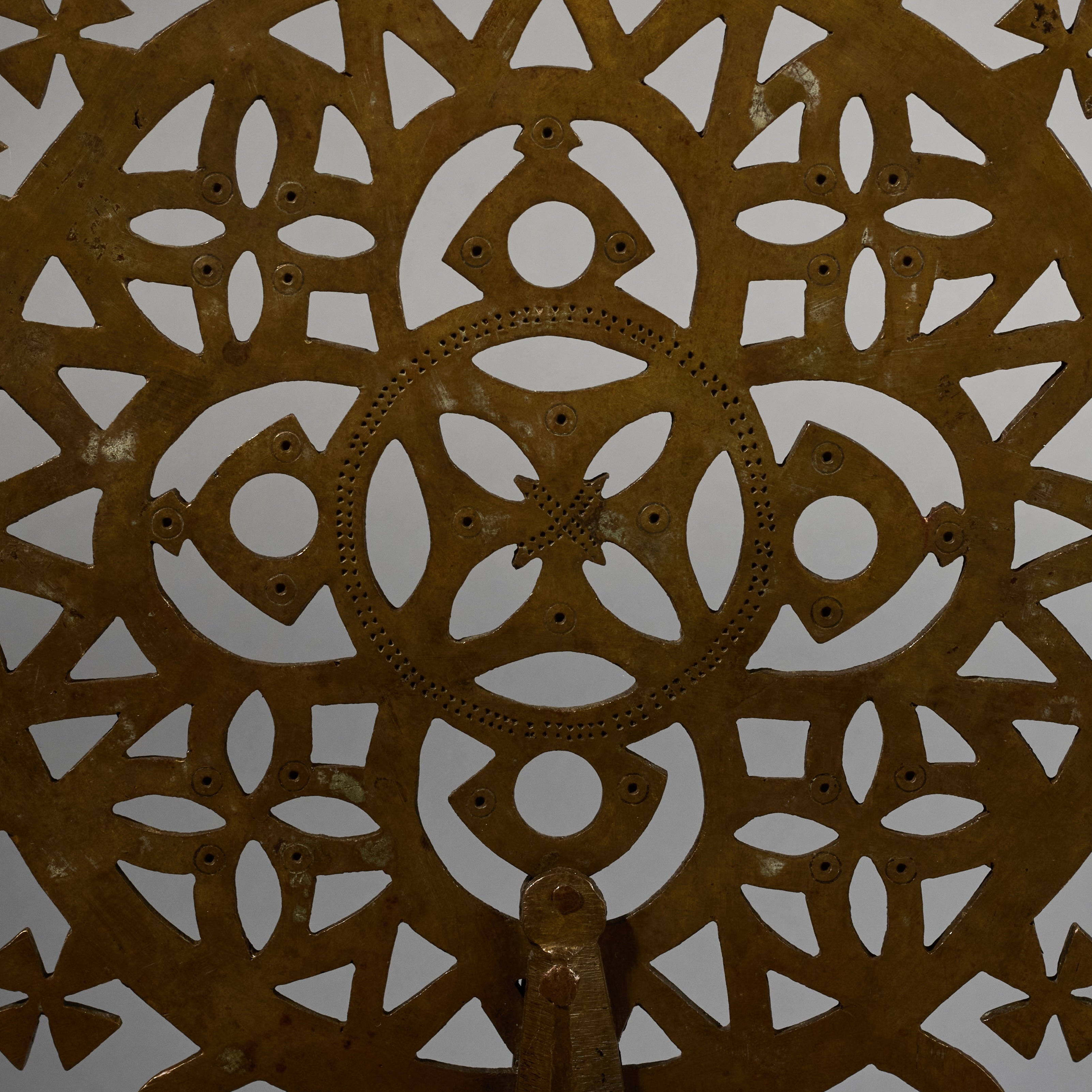 A PRETTY BRASS 18THC PROCESSIONAL CROSS FROM ETHIOPIA , EX UK COLLECTION  ( No 6301)