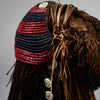 A STUNNING RARE HEADDRESS  WITH NATURAL FIBRE + TRADE BEAD DECORATION, CONGO  EX UK COLLECTION (No 6243 )