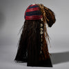 A STUNNING RARE HEADDRESS  WITH NATURAL FIBRE + TRADE BEAD DECORATION, CONGO  EX UK COLLECTION (No 6243 )