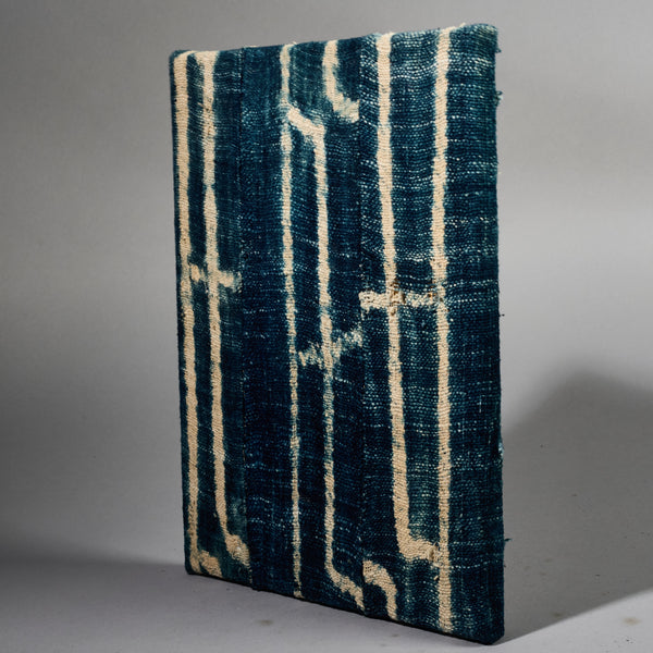 A SMALL NDOP INDIGO CLOTH MOUNTED FROM THE BAMILEKE TRIBE OF CAMEROON W.AFRICA( No 6210)