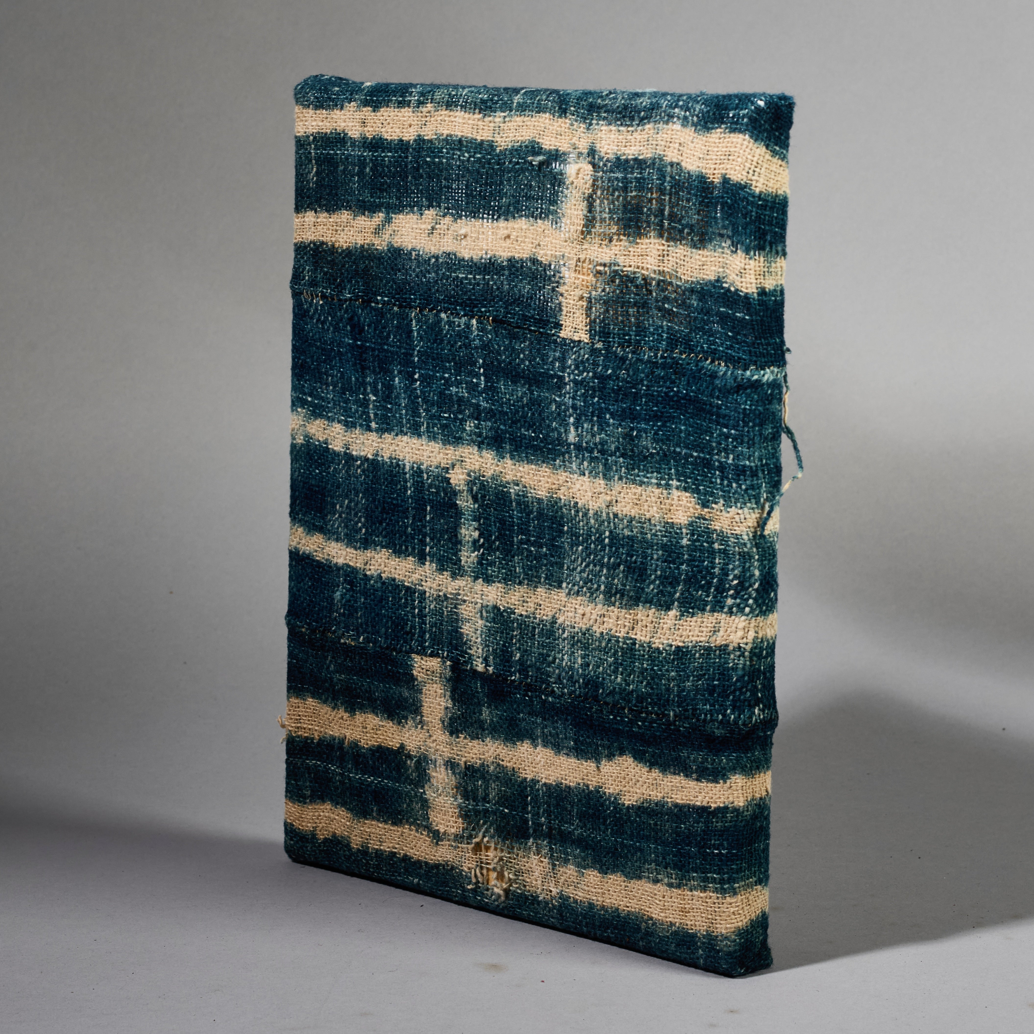 A SMALL NDOP INDIGO CLOTH MOUNTED FROM THE BAMILEKE TRIBE OF CAMEROON W.AFRICA( No 5132 ) (Copy)