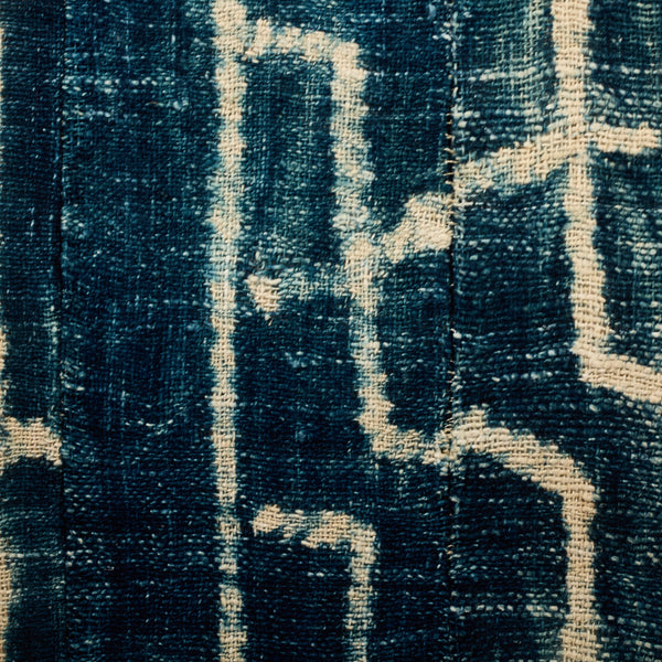 A SMALL NDOP INDIGO CLOTH MOUNTED FROM THE BAMILEKE TRIBE OF CAMEROON W.AFRICA( No 6211 )