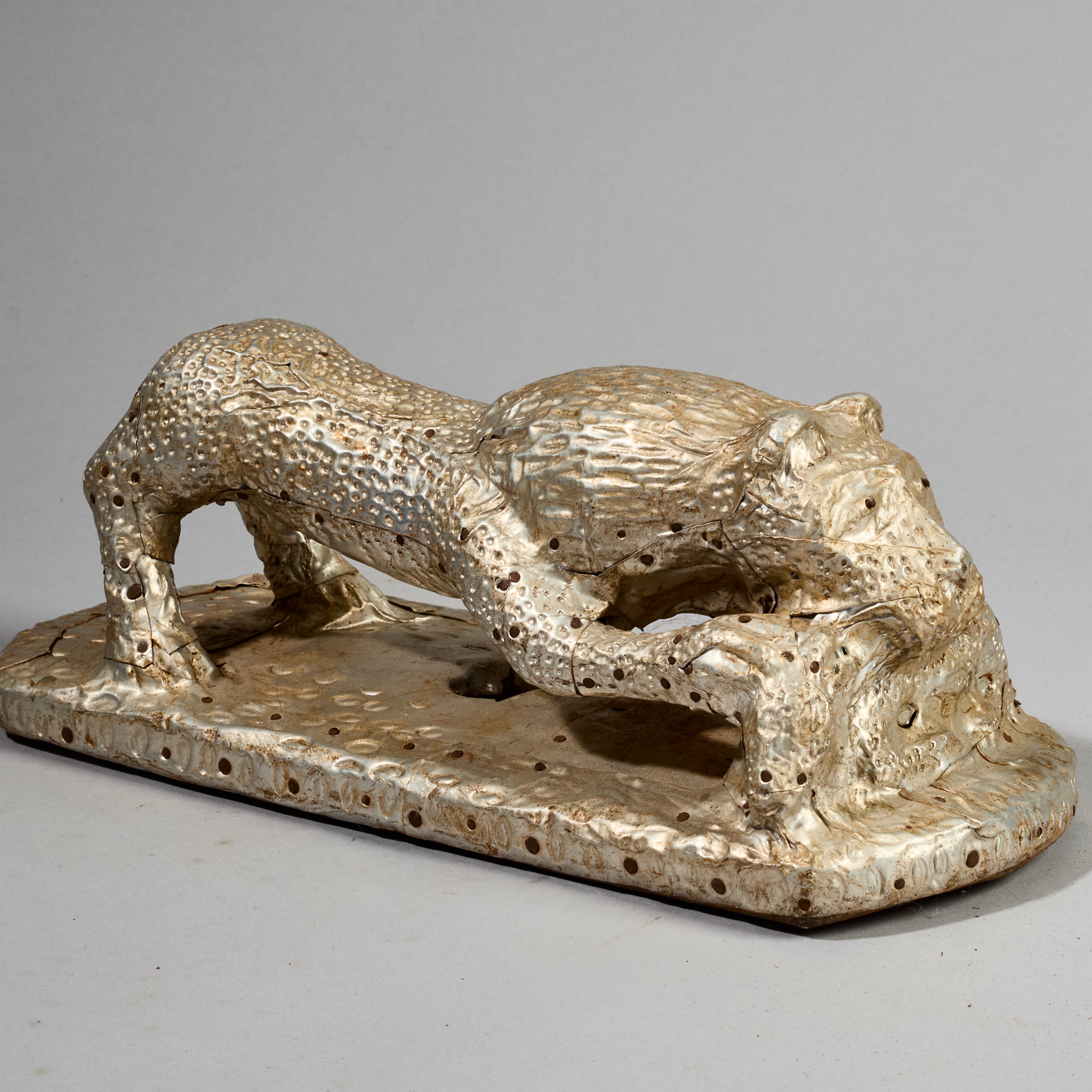 A RARE METAL COVERED LEOPARD PRESTIGE OBJECT , FON TRIBE OF BENIN, W.AFRICA( No 4642 ) (Copy)