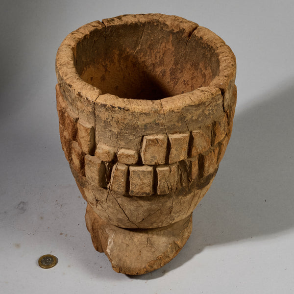AN OLD ENGRAVED MORTAR,  DOGON TRIBE MALI,  w.AFRICA( No 6208 )