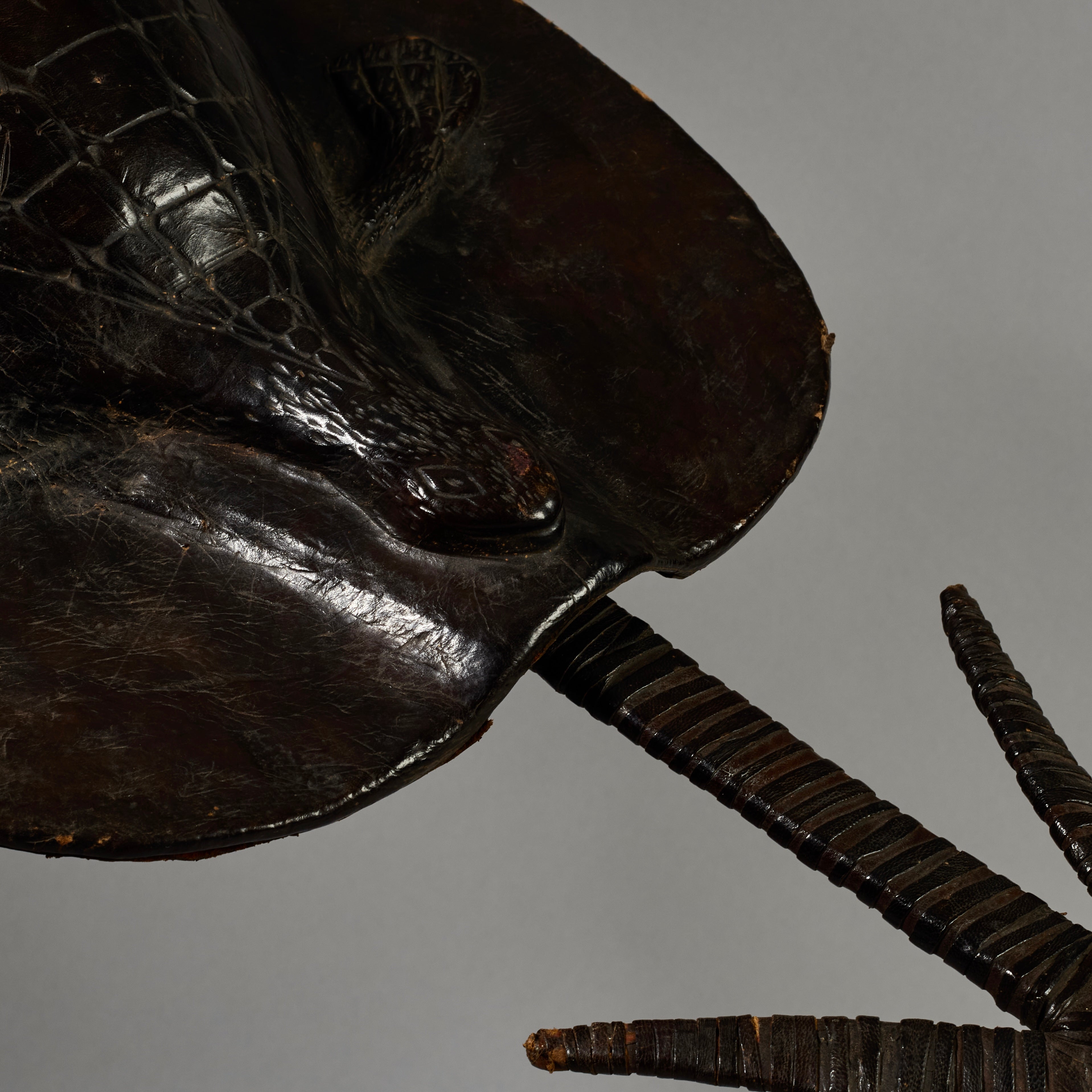 A RARE SHAPED LEATHER SHIELD, WITH INBUILT SWORD, FROM SHILUK PEOPLE  E.AFRICA ( No 6295