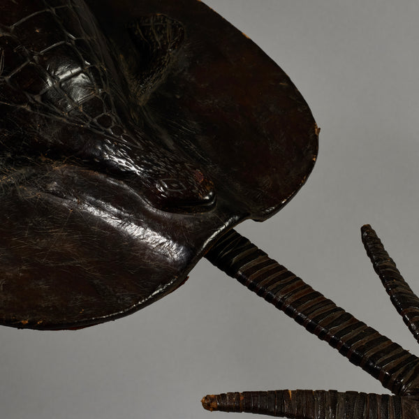 A RARE SHAPED LEATHER SHIELD, WITH INBUILT SWORD, FROM SHILUK PEOPLE  E.AFRICA ( No 6295