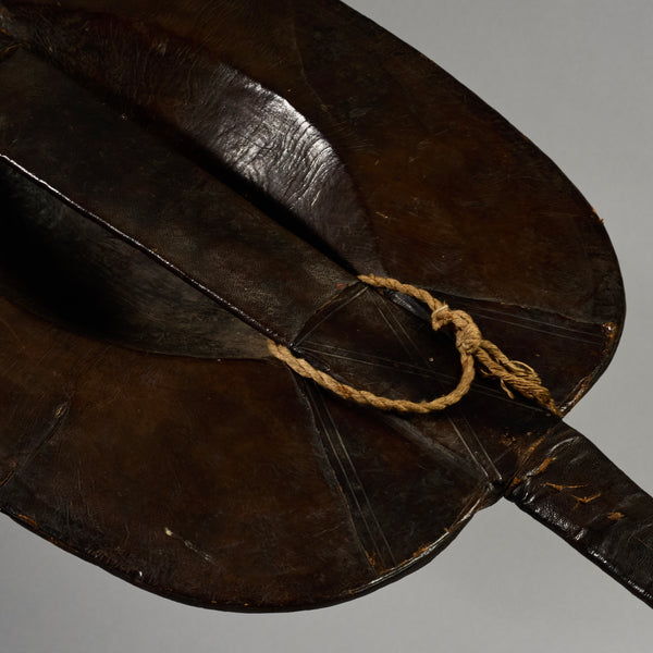 A RARE SHAPED LEATHER SHIELD, WITH INBUILT SWORD, FROM SHILUK PEOPLE  E.AFRICA ( No 6295