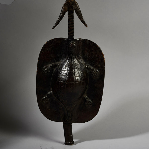 A RARE SHAPED LEATHER SHIELD, WITH INBUILT SWORD, FROM SHILUK PEOPLE  E.AFRICA ( No 6295