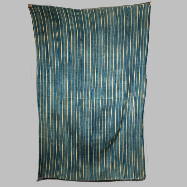 A WELL USED INDIGO STRIPED WOMANS CLOTH, NORTHERN GHANA ( No 5010 )